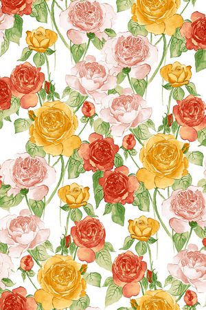 手绘玫瑰印花华亿平台图片