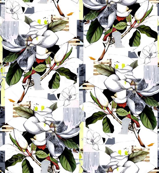 玉兰花印花华亿平台图片