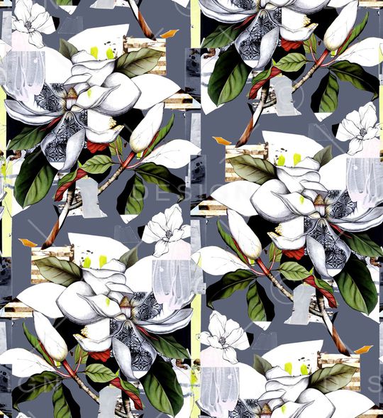 玉兰花印花华亿平台图片