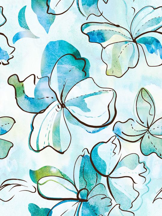 线条花卉印花华亿平台图片