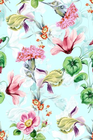 清爽底花卉印花华亿平台图片