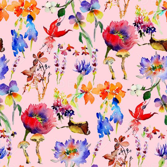 手绘大花印花华亿平台图片