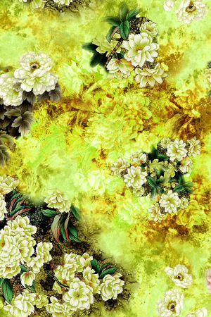 工笔画印花华亿平台图片