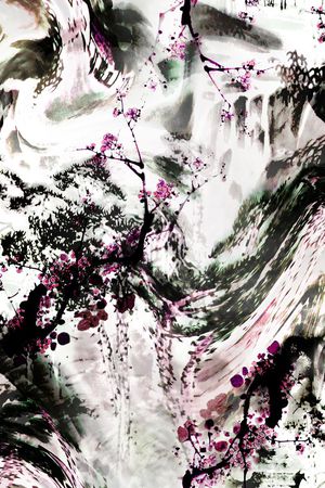 水墨印花华亿平台图片