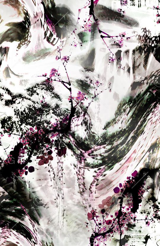 水墨印花华亿平台图片