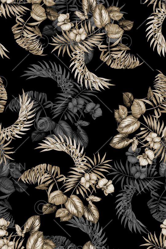 黑底花卉印花华亿平台图片