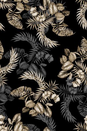 黑底花卉印花华亿平台图片