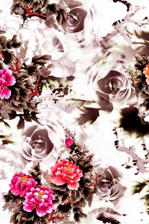 工笔印花华亿平台图片