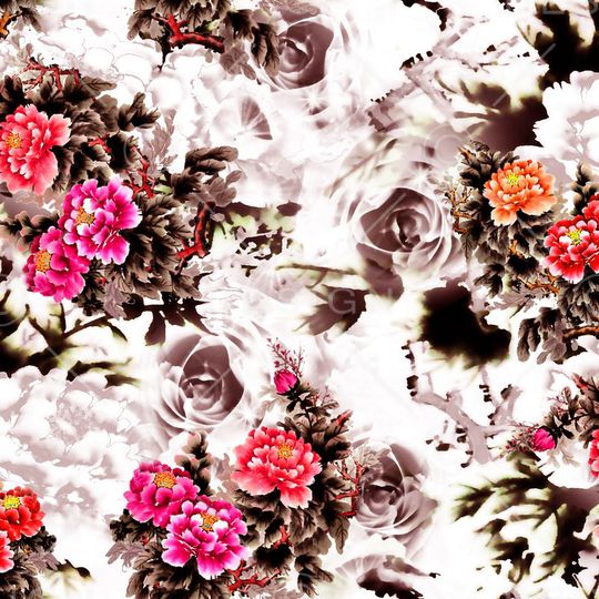 工笔印花华亿平台图片