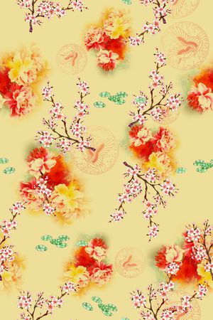 中国风旗袍香云纱印花华亿平台图片