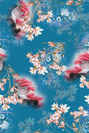 中国风旗袍香云纱印花华亿平台图片