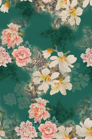 中国风旗袍香云纱印花华亿平台图片