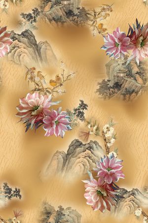 中国风旗袍香云纱印花华亿平台图片