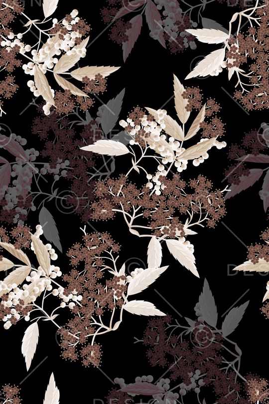 黑底花卉印花华亿平台图片