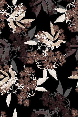 黑底花卉印花华亿平台图片