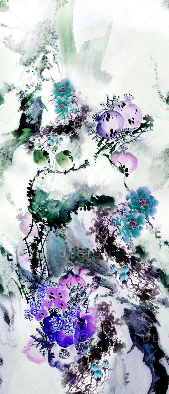 水墨画印花华亿平台图片