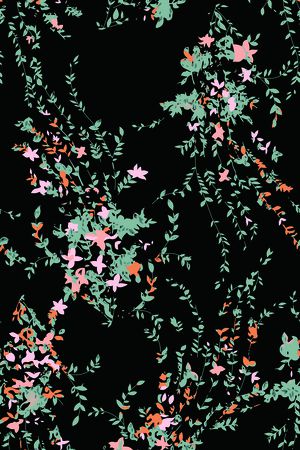 黑底花卉印花华亿平台图片