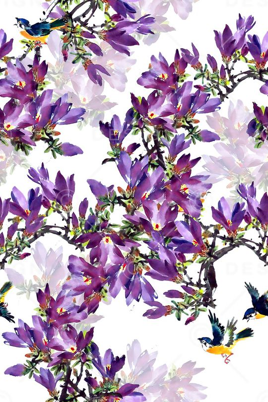 花鸟印花华亿平台图片