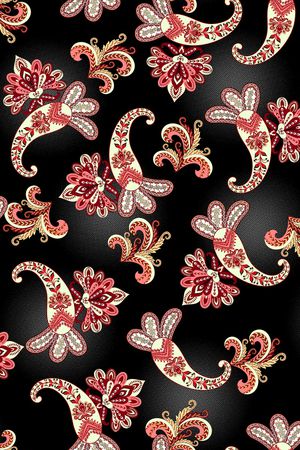 黑底花卉印花华亿平台图片