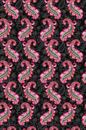 黑底花卉印花华亿平台图片