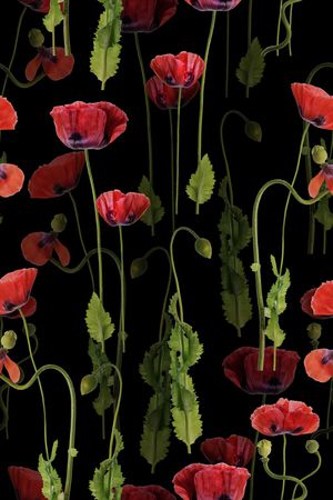 黑底花卉印花华亿平台图片