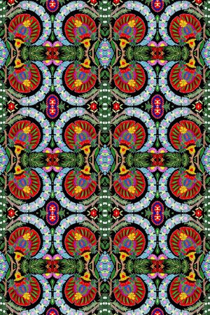 民族花卉印花华亿平台图片