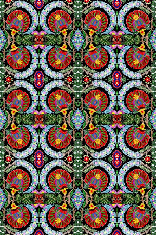 民族花卉印花华亿平台图片