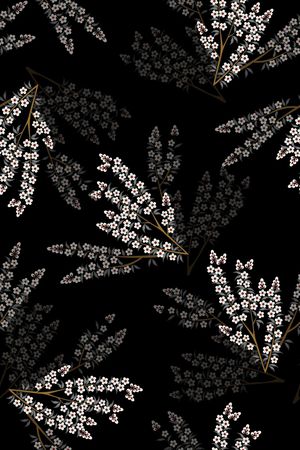 黑底花卉印花华亿平台图片