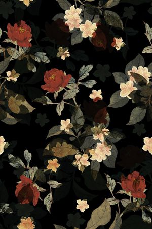 黑底花卉印花华亿平台图片