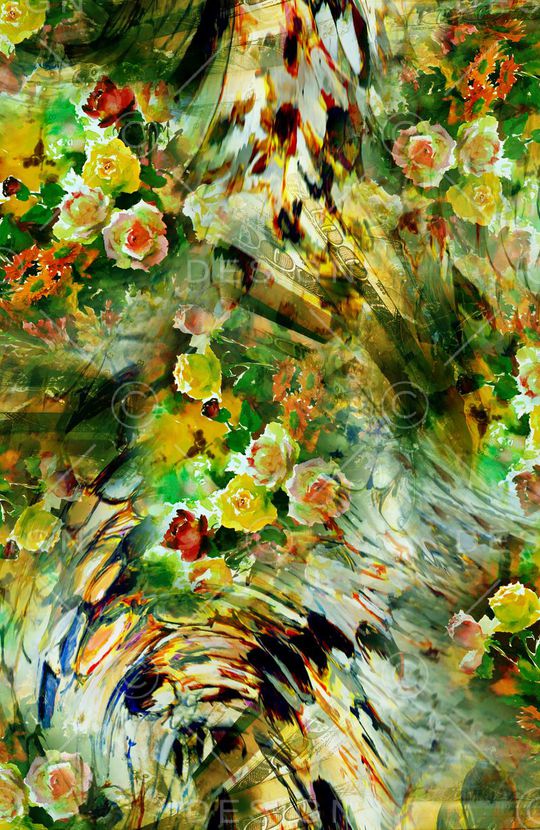 水彩花卉印花华亿平台图片