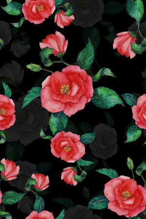 黑底花卉印花华亿平台图片