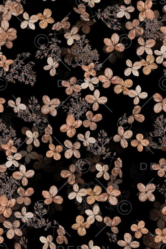 黑底花卉印花华亿平台图片