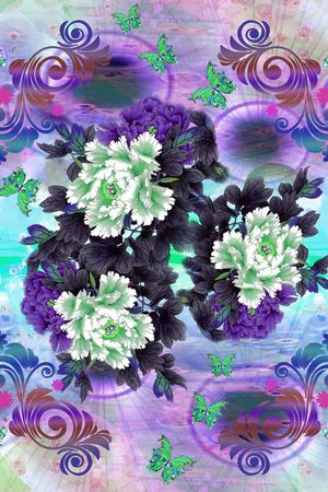 牡丹印花华亿平台图片