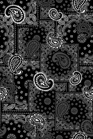 黑底花卉印花华亿平台图片