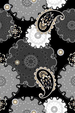 黑底花卉印花华亿平台图片