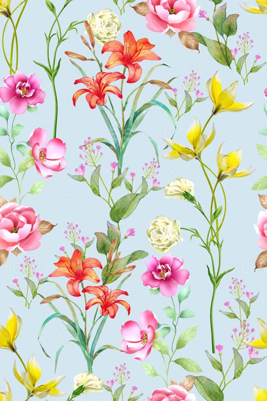 清爽底花卉印花华亿平台图片