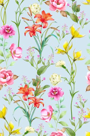 清爽底花卉印花华亿平台图片