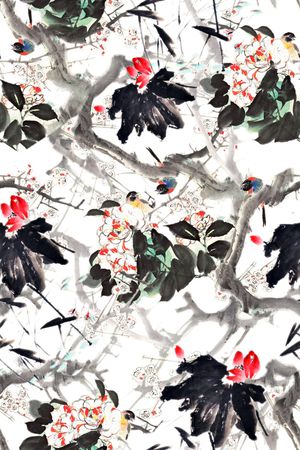 抽象花卉印花华亿平台图片