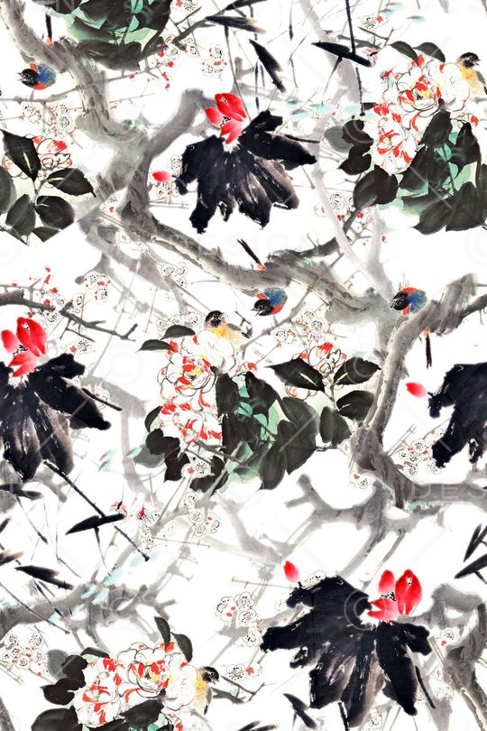 抽象花卉印花华亿平台图片