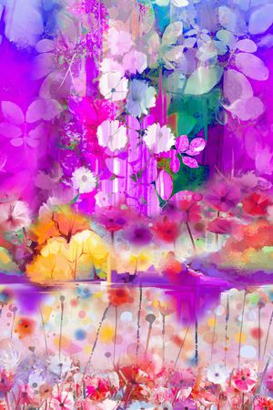 手绘花卉印花华亿平台图片