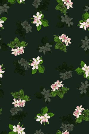 黑底花卉印花华亿平台图片