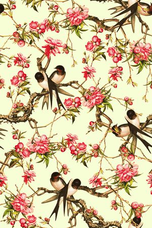 花鸟印花华亿平台图片