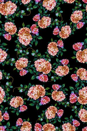 黑底花卉印花华亿平台图片