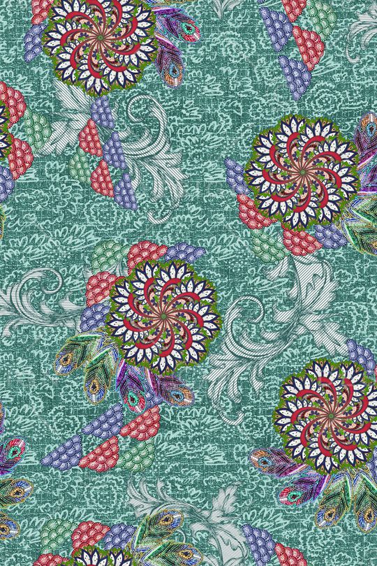 中国风植物花卉印花华亿平台图片