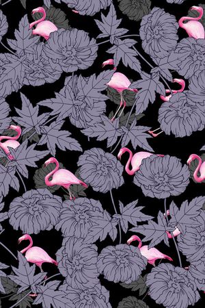 黑底花卉印花华亿平台图片