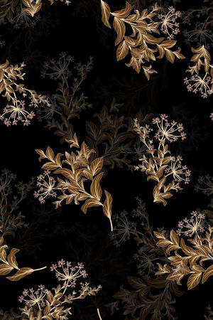 黑底花卉印花华亿平台图片