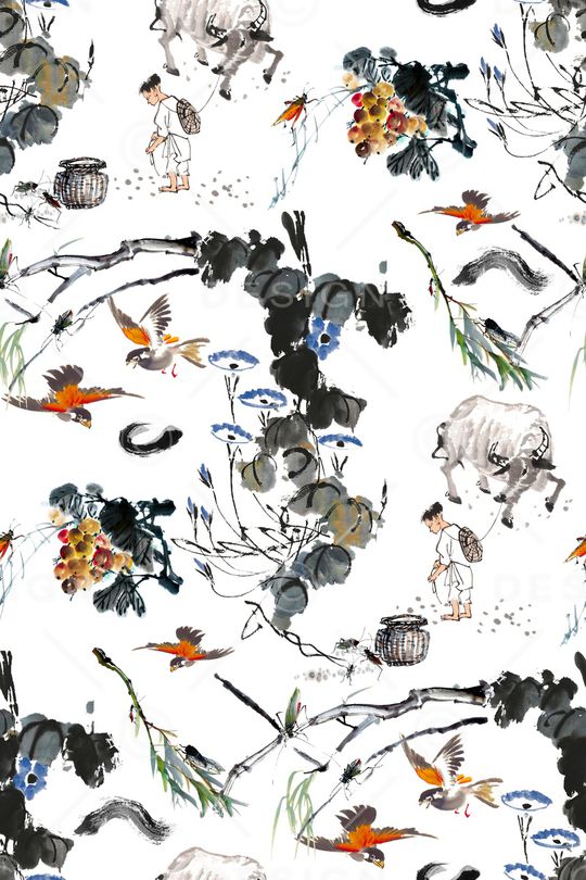 水墨风印花华亿平台图片