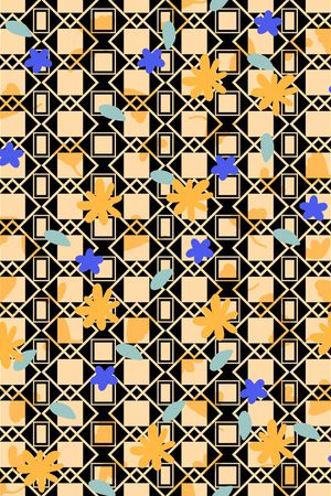 黑底花卉印花华亿平台图片