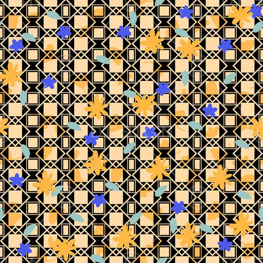 黑底花卉印花华亿平台图片