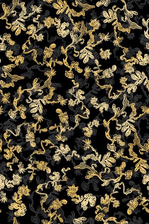 黑底花卉印花华亿平台图片